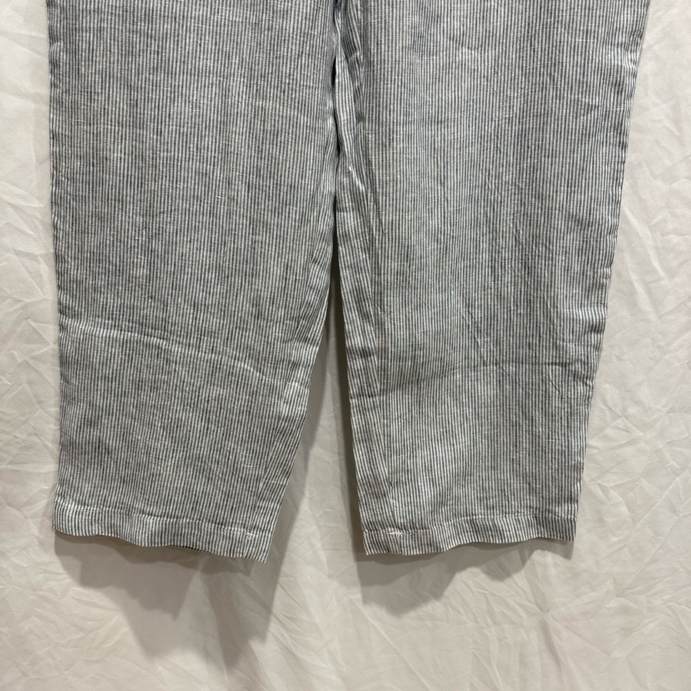 Quince Linen Pull On Pants L Pinstripe Linen Lightweight Summer Trouser Vacation - Picture 3 of 14